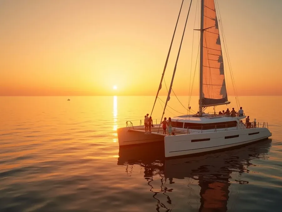 Catamaran at Sunset on the Atlantic