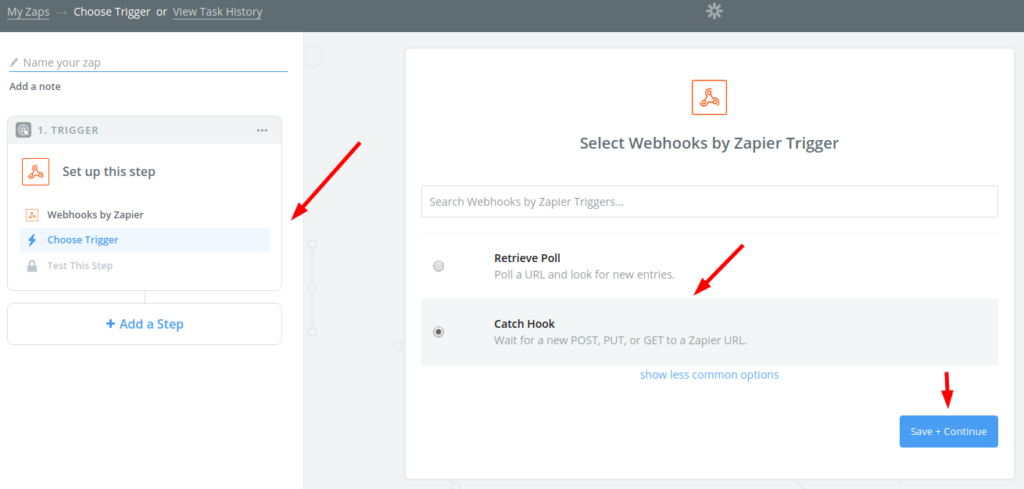 select webhooks by zapier 1