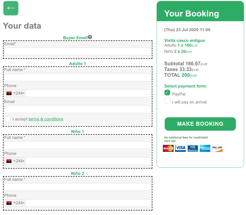 Multi-Client Booking Form