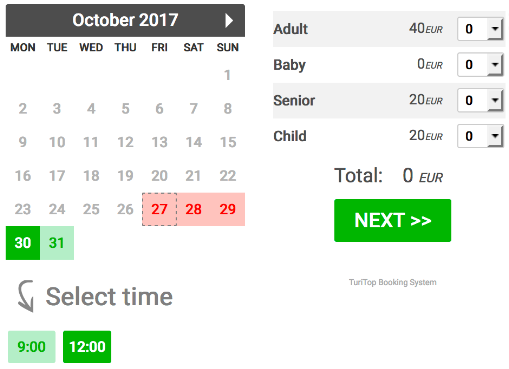 New booking widget design